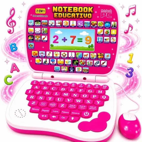 Notebook  + Mouse Educativo Brinquedo Didático Infantil Interativo