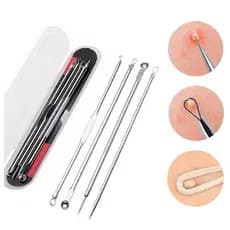 4 itens de Ferramentas de Beleza Extrator De Acne Removedor De Cravo Espinha Aço Inoxidável