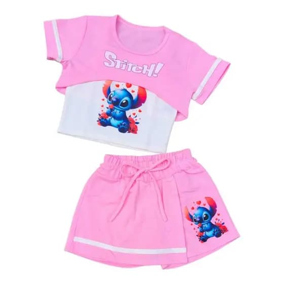 Conjunto Infantil Feminino - Roupa de Menina + Saia Short Confortável