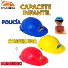Capacete Infantil Profissões Polícia Bombeiro Engenheiro Construtor Brinquedo