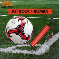 Kit Bola de Futebol e Bomba de Ar Manual Infantil Menino Campo Tamanho 5