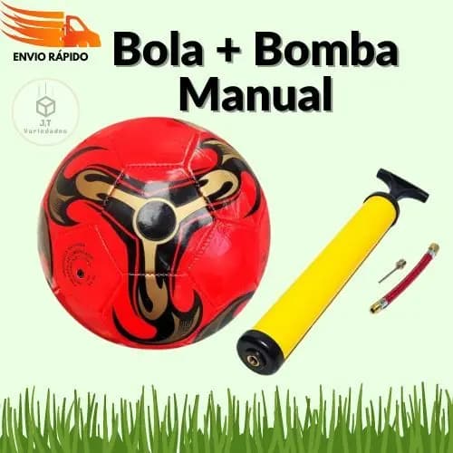 Kit Bola e Bomba Manual Com Bico Para Bola de Futebol Tam 5 Infantil