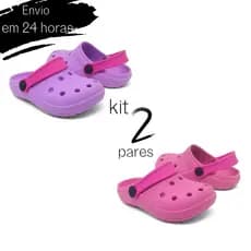 Kit 2 Pares Sándalia Babuche Infantil Leve Confortavel Cores Diversas Atacado Menino Menina