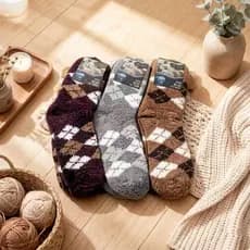 3 pares, 6 pares, 12 pares de meias de lã polar para homem