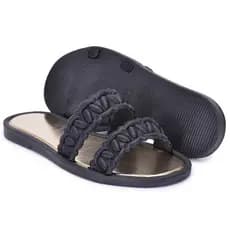 Sandália Feminina Papete Slide Chinelo Metalizado Rasteira Conforto