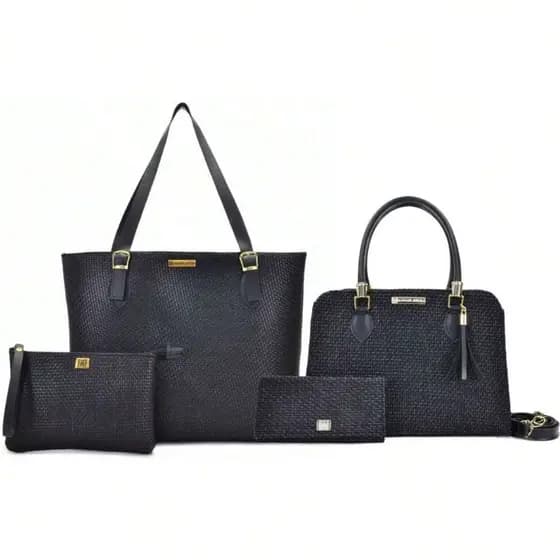 Bolsa Feminina Sacola Grande Shopper Executiva + Bolsa Tote Ombro E Transversal +Necessaire+Carteira