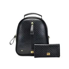 Bolsa Mochila Feminina Pequena Alça De Costas E Transversal Casual + Carteira