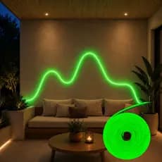 Fita De Led Neon Brilhante Verde Com 5 Metros 12V Bivolt Flexivel Resistente A Agua Com Ou Sem Fonte