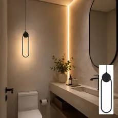 Pendente LED Oval 13W 3200K Luz Quente Bivolt Cor Preta ou Dourada Para Ambiente Interno Casa Escritório Loja
