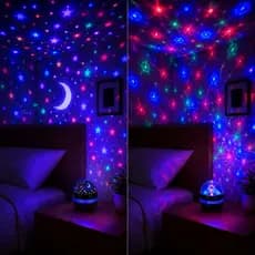 Projetor LED Mini 360° USB RGB Giratório Luz Colorida Decorativa Escolha Estrela ou Prisma