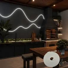 Fita / Mangueira LED Neon 12V 5 Metros Branco Frio com ou sem Fonte Luz Flexível IP67 para Decoração Interna e Externa