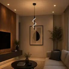 Pendente LED Espiral 10W Lustre Moderno Suspenso Teto Luz 3200K Cor à Escolha Preto Branco Dourado
