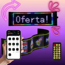 Painel Letreiro de LED RGB Programável e Flexível 35x10 Com Controle DIY pelo Celular