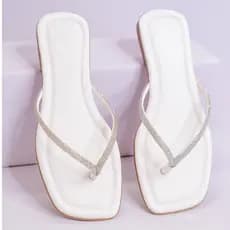 Sandália Rasteirinha Feminino Com tira de Brilho Modelo Chinelo