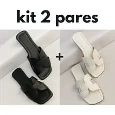 Kit 2 pares Sandália Rasteira Feminina Tendência Moderna