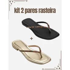 Kit 2 pares rasteira feminina modelo chinelo com tira coloridas
