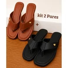 Kit 2 Pares Rasteira Feminina Asa Delta Lançamento detalhe coração