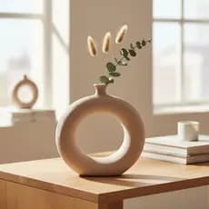Vaso Decorativo De Cerâmica Vazado Redondo Elegante Luxo