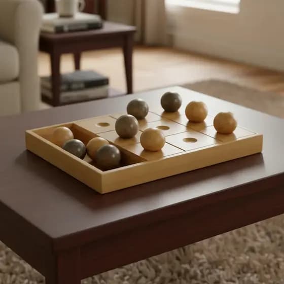 Peça Decorativa De Mesa Jogo Da Velha De Madeira 40cm Luxo