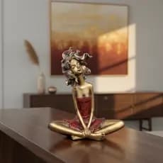 Estatueta Decorativo Moça Sentada de Resina Luxo Grande Enfeite