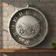Relógio De Parede Com Engrenagem Exposta Decorativa 26,7 Cm