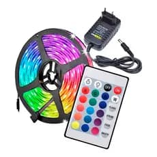 Fita RGB de LED 2835 / 3528 Flexível 300 LED 5M IP65 Colorida COM Controle Remoto e Fonte