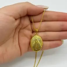 Colar Relicário Nossa Senhora Banhado A Ouro 18k 45cm