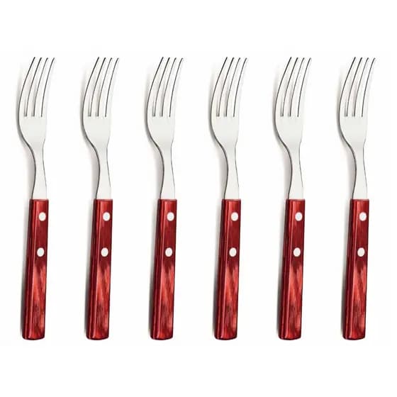 Garfo De Mesa Inox Polywood Tramontina - Vermelho (6 Unidades)