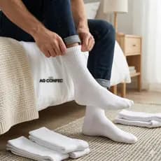 Kit 24 Pares de meia Cano Alto Longo branca Unissex Feminina Masculina Algodão