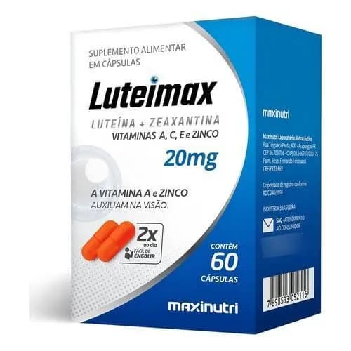 Luteimax Luteína & Zeaxantina Zinco + Vit A, C, E  Maxinutri Sabor Sem Sabor