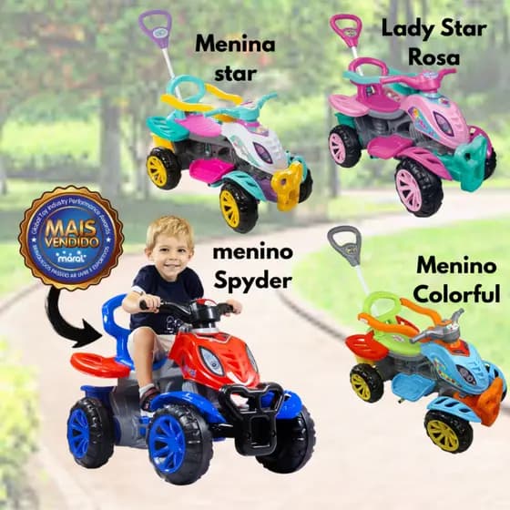 Quadriciclo Carrinho Infantil Empurrador Andador Maral Meninos Meninas
