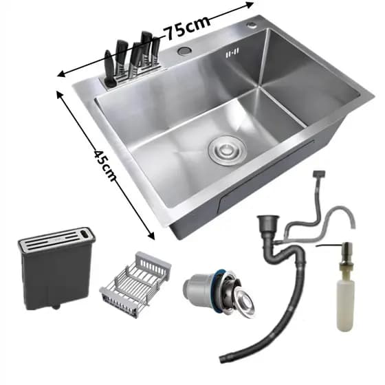 Cuba Gourmet Pia Inox Quadrada Cozinha Luxo 75*45cm  Acessórios