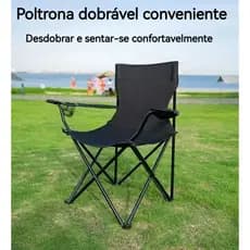 Cadeira Dobrável com Porta Copos Pesca Praia Acampamento com bolsa