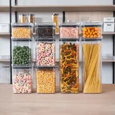 Escolha Seu Kit 8/10 Potes Herméticos para Mantimentos de Cozinha Alimentos Armário Acrílico Plástico
