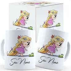 Caneca Rapunzel Fofa Com Nome - Caixa Personalizada