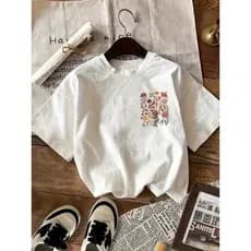 Camiseta T Shirt Feminina Floral Estampada Algodão Estilosa Moda