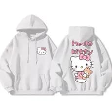 Moletom Feminino Canguru Estampado Gato Fofo Estiloso Despojado Estampa Frente e Atrás Varias Cores