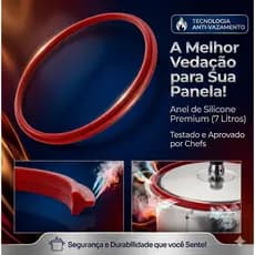 Borracha de Silicone para Panela de Pressão 7 Litros Vedação Resistente Universal Kit com 3