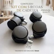 Kit 5 Rodas Para Cadeira De Escritório Pino Universal