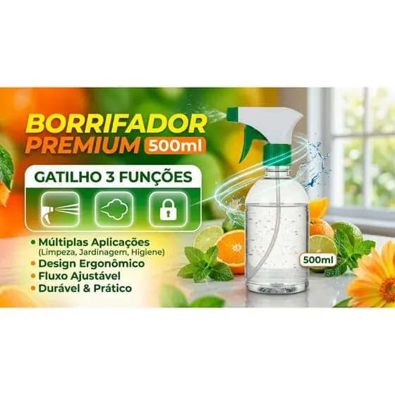 Kit Borrifador de 500 ml Gatilho 3 funções