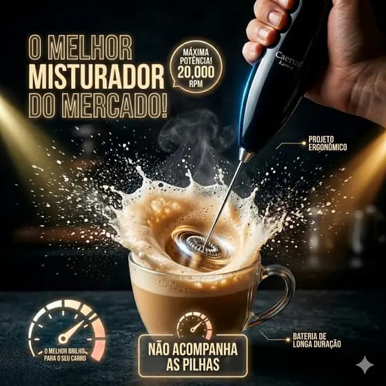 Mixer Elétrico Portátil Caerus Home Preto Processador e Misturador de Alimentos 350W