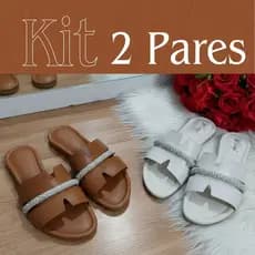 Kit 2 Sandalias Super Femininas E Estilosas Rasteirinha Bonita - Aga Strass
