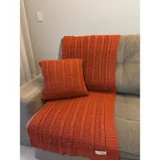 Kit Peseira Cama Solteiro Manta de Tricot + 1 Capa de Almofada Premium Para Decoração Trança Luxo FI