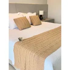 Kit Manta Peseira de Tricot + Capas de Almofada para Cama Sofá Casal Queen King Decoração Trança FI