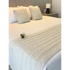 Kit Peseira Tricô Casal Queen King + 2 Capas Almofadas Decorativa Cama Sofá Quarto Sala Premium FI