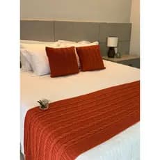 Kit Peseira Tricot Luxo Para Cama Casal Queen King Sofá + Almofadas Decorativas Quarto Conforto FI
