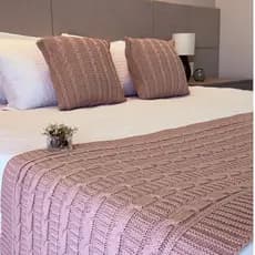 Kit Manta Peseira Cama Casal Queen King + Capa Almofada Luxo Decorativa Tricô Quarto Sala Sofá FI