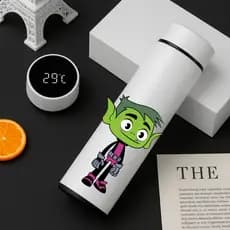 Garrafa Térmica Inox Os Jovens Titãns 500Ml Com Termometro Led Digital Anime Mutano