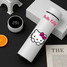 Garrafa Térmica Inox Hello Kitty 500Ml Com Termometro Led Digital Anime