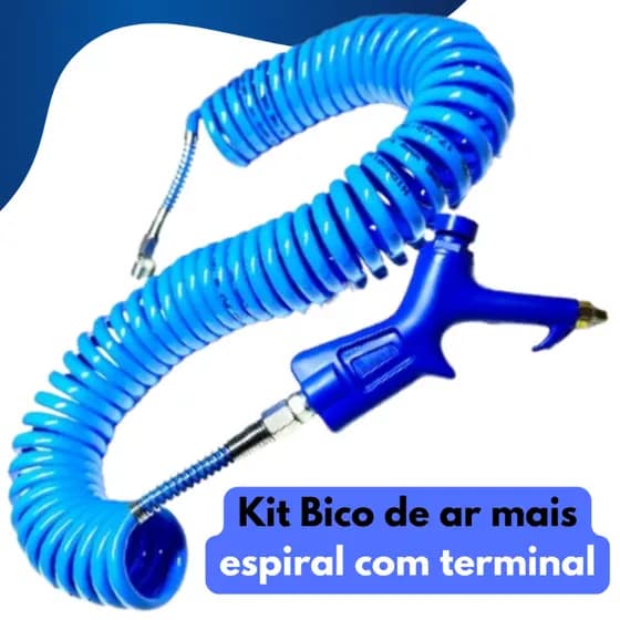 Bico Passar Ar Com Botão Bico de Ferro Kit Mangueira De Ar Comprimido 10 Metros